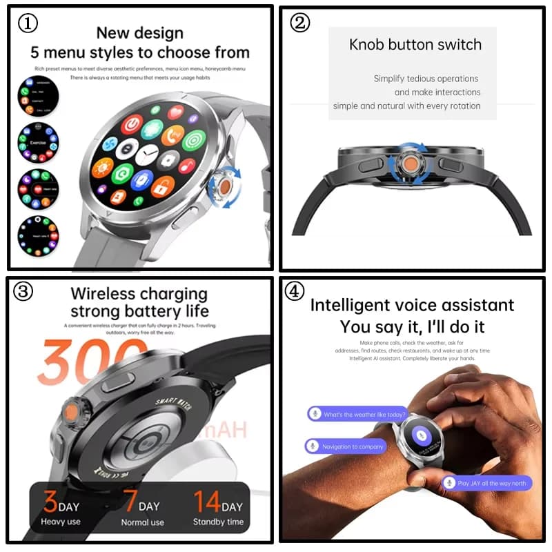 Smartwatch S4 Ultra Original AMOLED NFC GPS boussole fréquence cardiaque étanche appels Bluetooth montre connectée homme