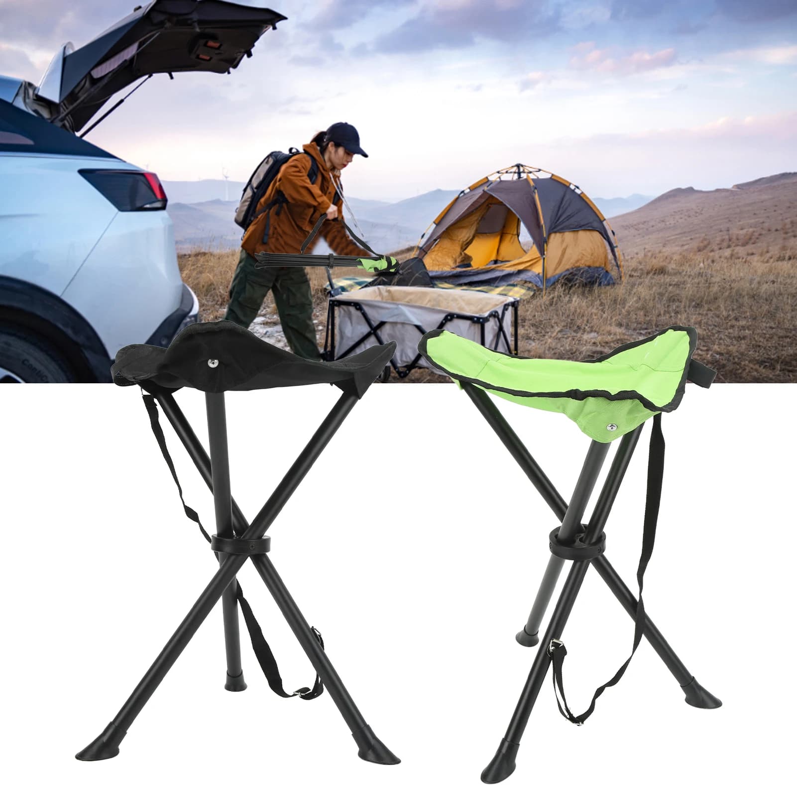 Tabouret de pêche pliant 600D Oxford anti-chute 200KG - Stabilité optimale anti-dérapant pour pêcheur