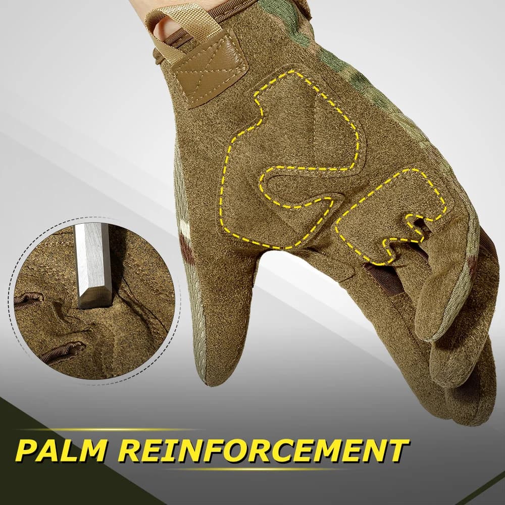 Gants tactiques camouflage écran tactile pour pêche, paintball, airsoft et sports de plein air mixtes