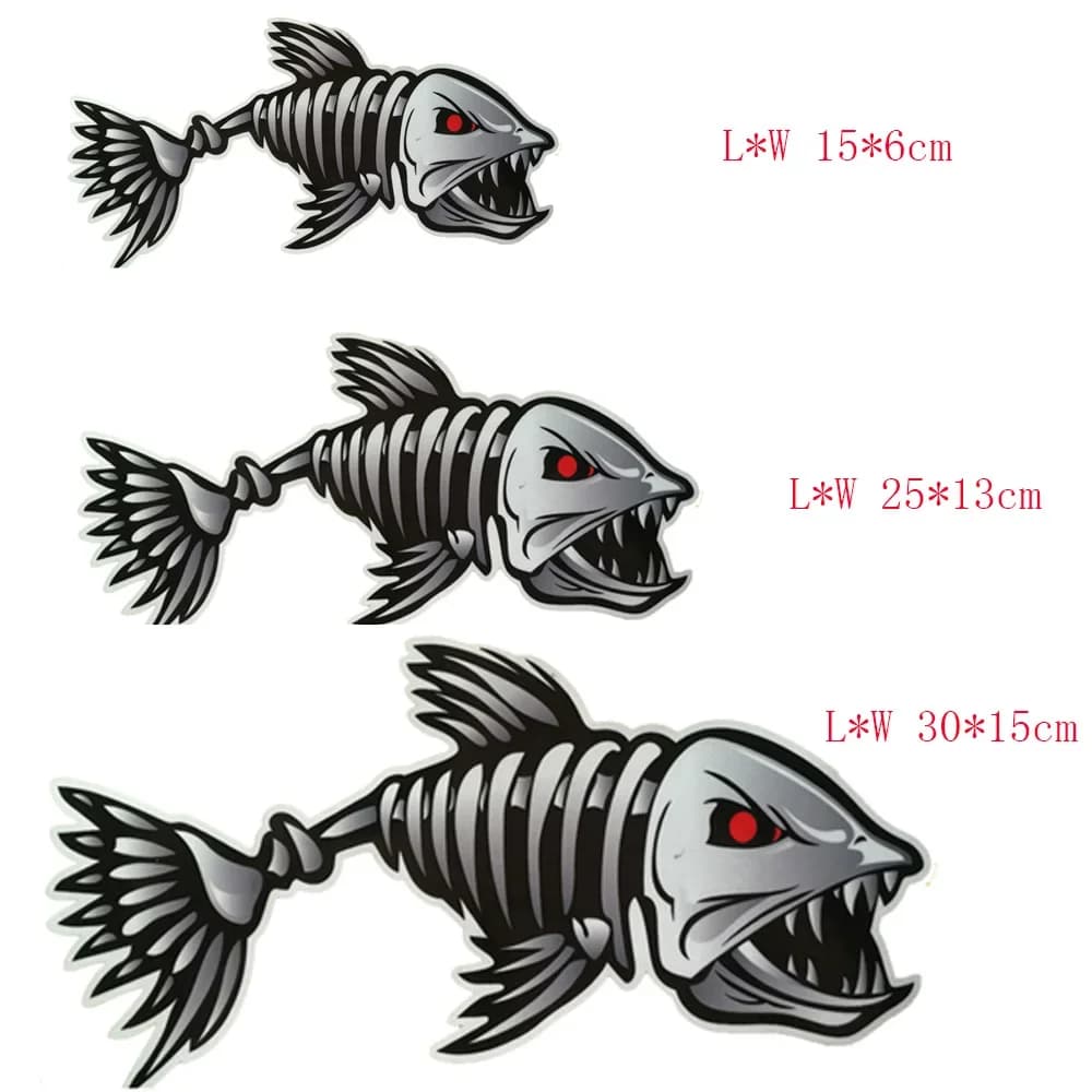 Autocollants squelette de poisson pour kayak - Décalques marins waterproof pour embarcation de pêche stylée