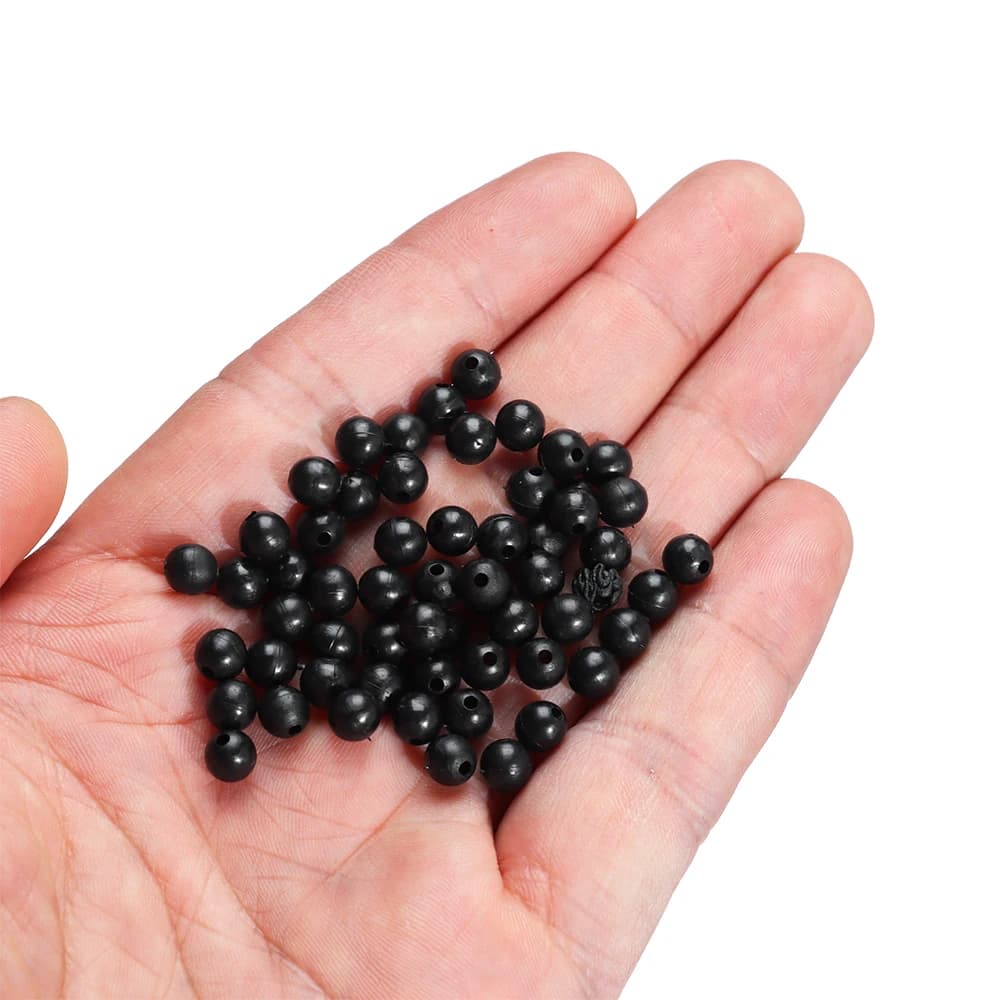 Perles flottantes plastique noir souples et dures 3mm à 12mm pour montage ligne pêche leurres appâts