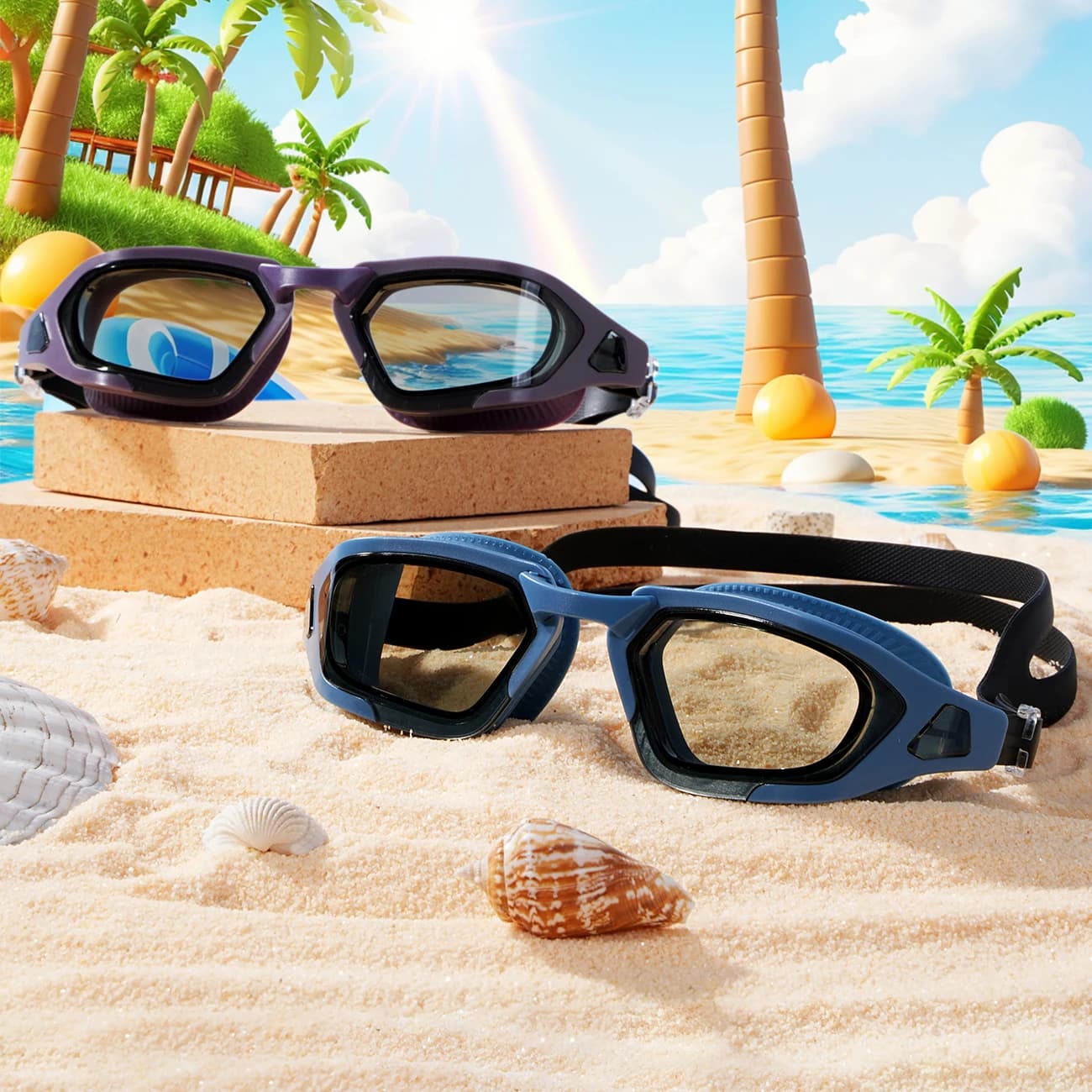 Lunettes de natation anti-buée UV protection vision claire étanche pour pêche en mer