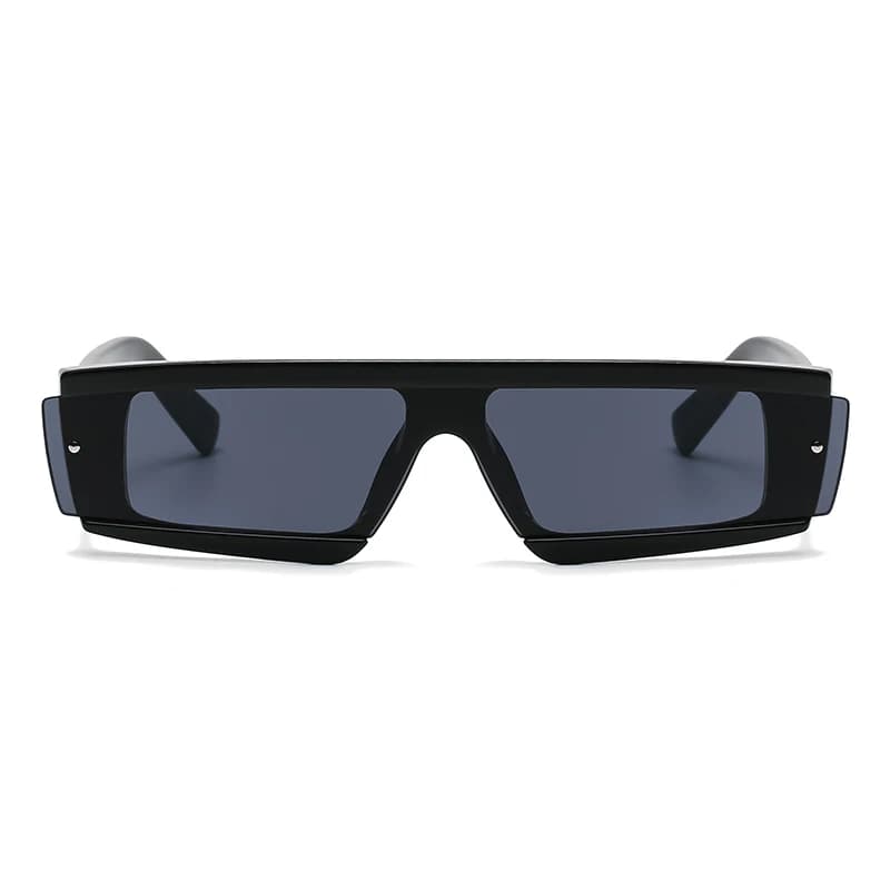 Lunettes de soleil carrées étroites vertes UV400 - Style nature pour pêche en forêt et rivière