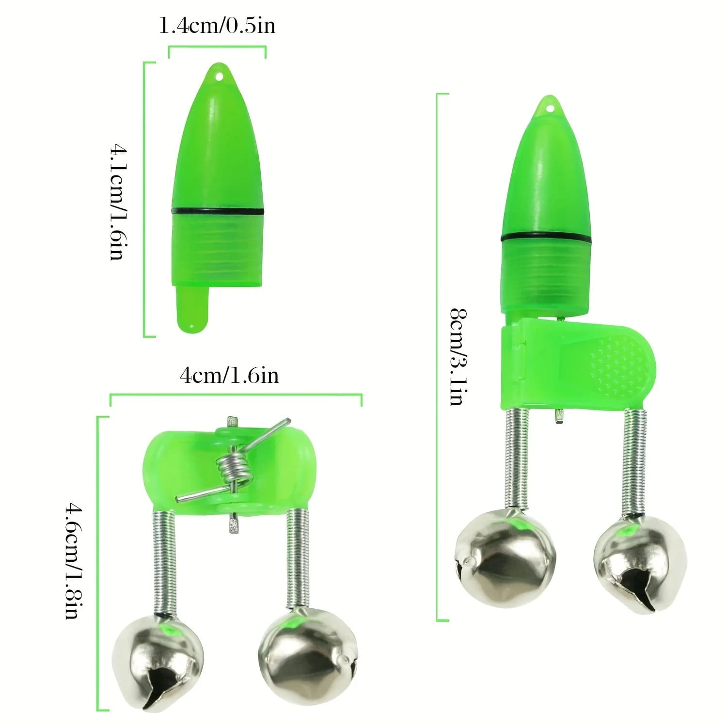 Sonnettes d'alarme de touche LED pour canne à pêche - Indicateur lumineux pour pêche nocturne avec double clochette