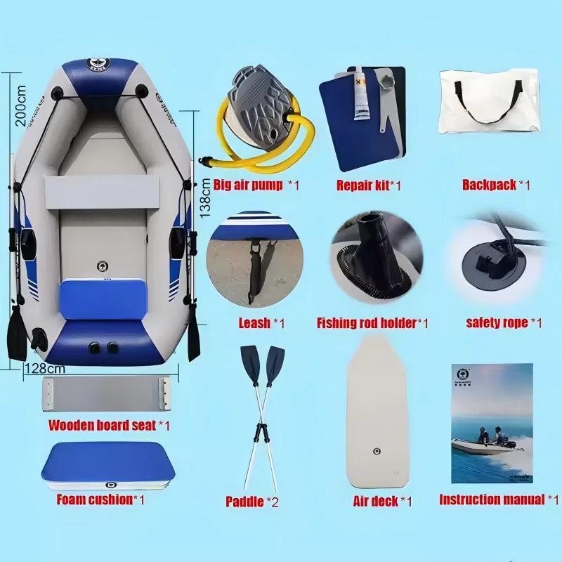 Bateau gonflable pêche 2m pliable PVC - Canoë kayak sport nautique adulte pour ski nautique