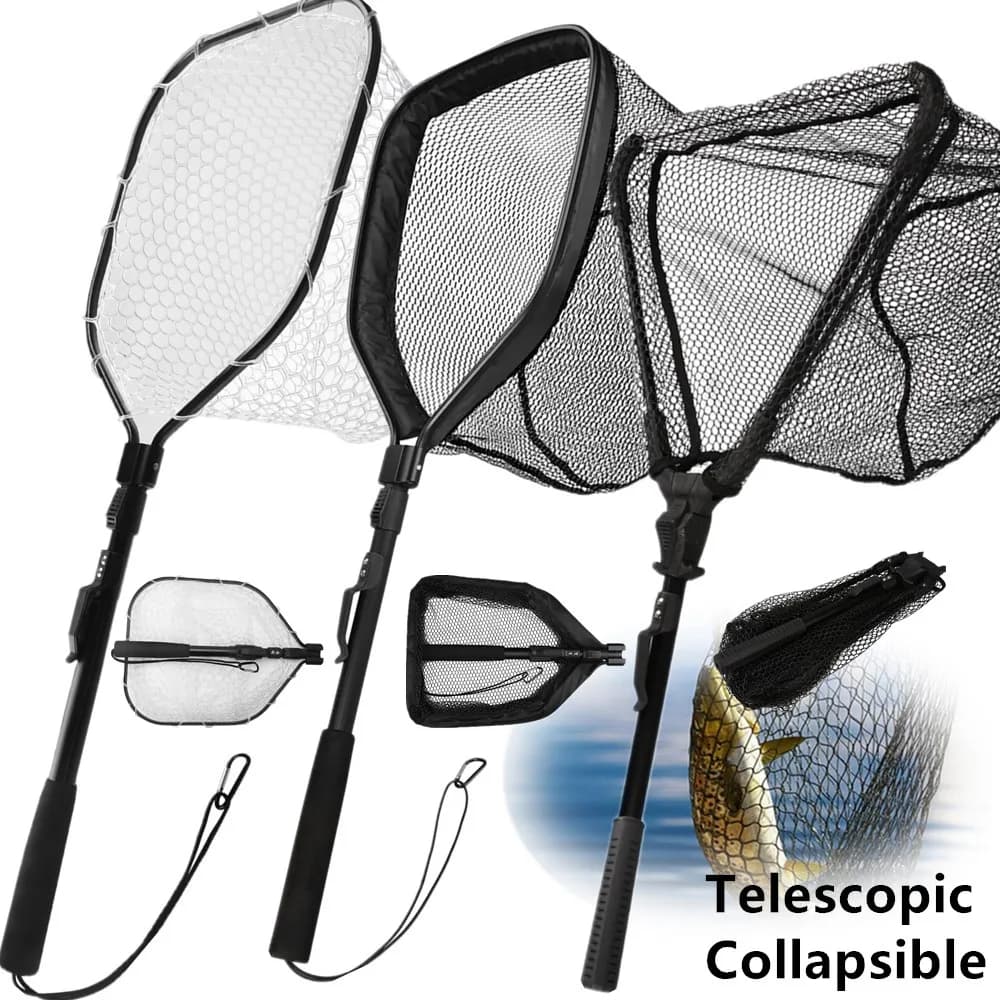 Filet de pêche pliable et télescopique extensible 190 cm pour eau douce et mer