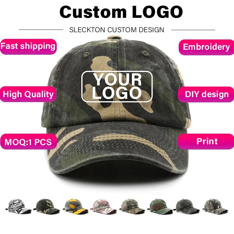 Casquette personnalisable logo camouflage broderie pêche DIY marque impression soleil été