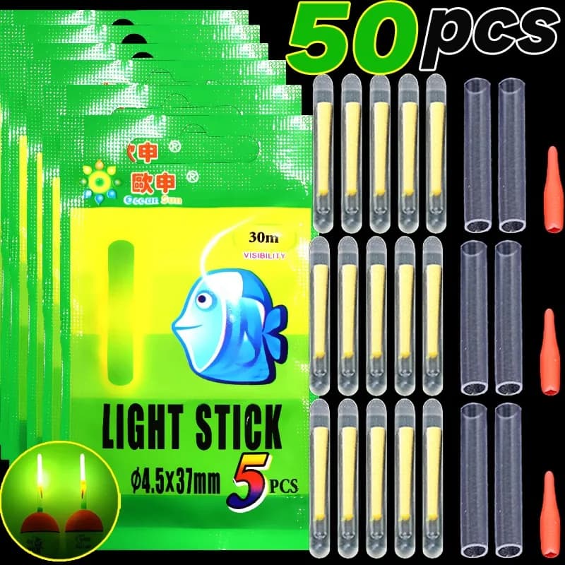 Lot de lumières fluorescentes Firefly pour canne à pêche nocturne - 5 à 50 pièces flottantes lumineuses