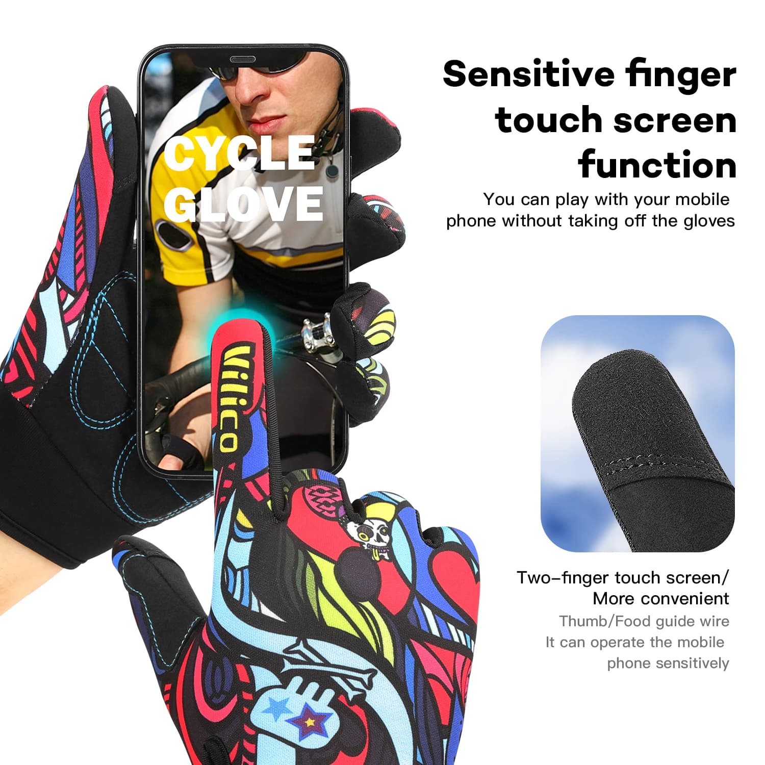 Gants vélo route anti-dérapants amortissants tactile sport montagne cadeau Halloween pêche
