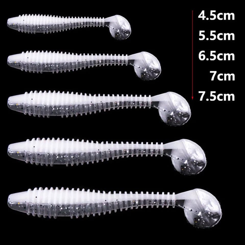 Leurres souples WALK FISH 10Pcs T-tail bicolores pour perche et poisson mandarin - appâts efficaces