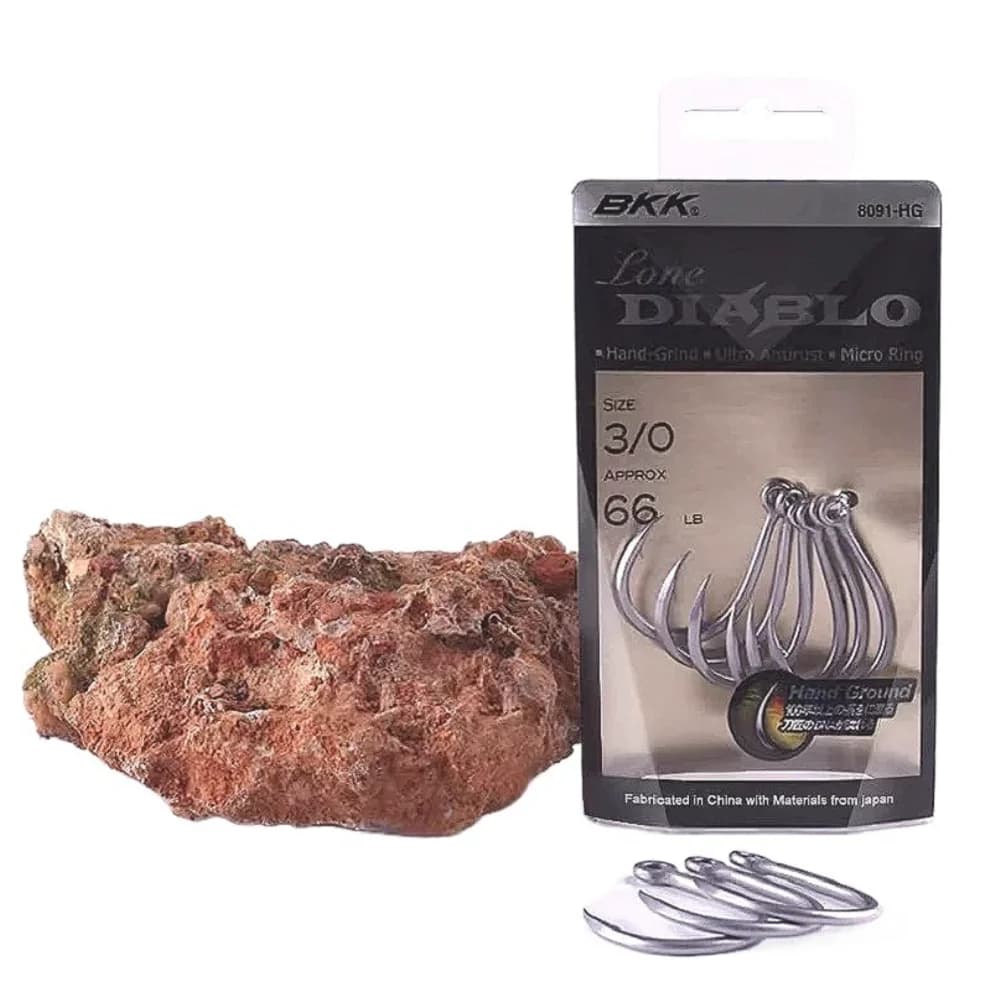 Hameçon simple BKK Hand Ground Jigging Lone Diablo 8091-5X-HG pour pêche verticale et leurres