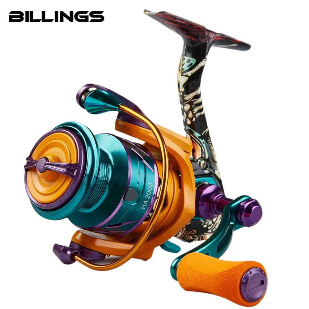Moulinet spinning BILLINGS HA 22LB frein max avec bobine métal et rocker CNC pour eau douce/salée