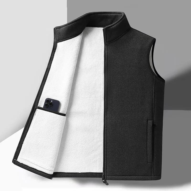 Gilet polaire homme grande taille chaud en laine mérinos pour pêche hivernale confortable