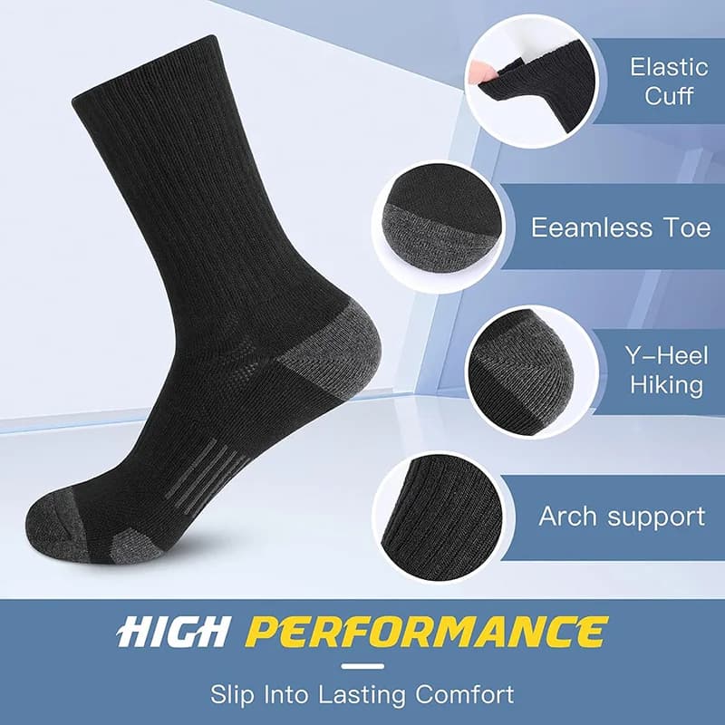 Chaussettes sport performance running mi-mollet - Respirantes amorties pour pêche endurance
