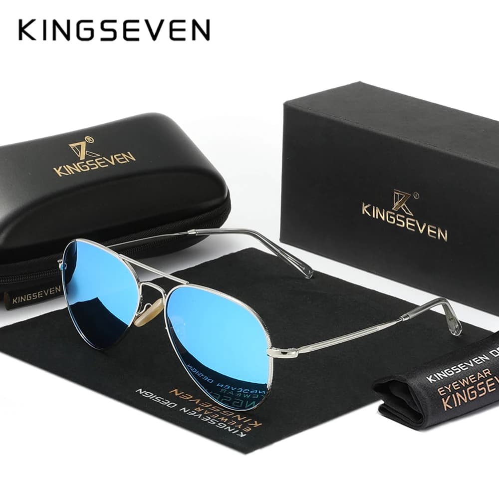 Lunettes de pilote polarisées KINGSEVEN - Monture large métal luxe pour pêche et conduite - UV400