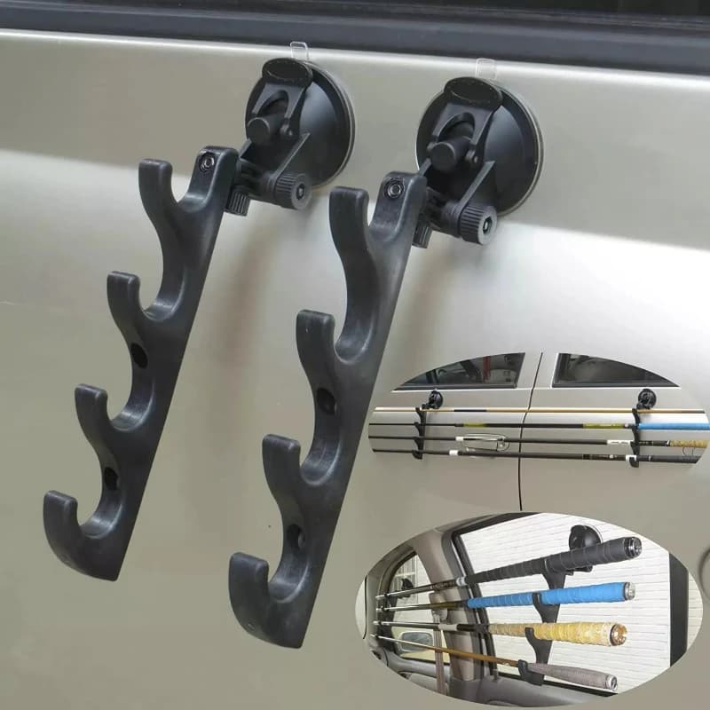 Support de canne à pêche voiture ventouse - Rangement cannes pêche accessoires auto fixation solide