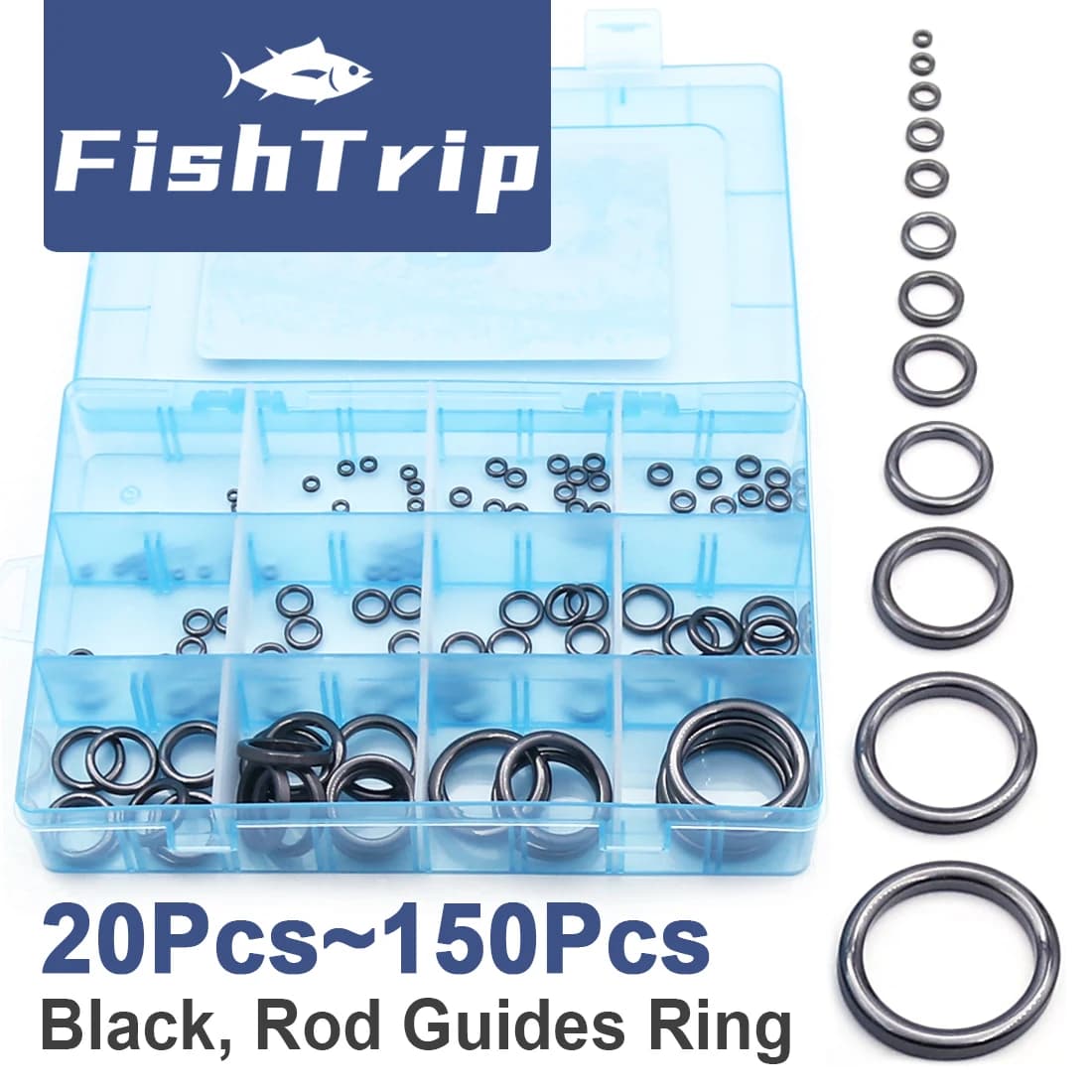 Kit réparation anneaux céramique canne pêche FishTrip - Anneaux guides résistants à l'usure pour remplacement