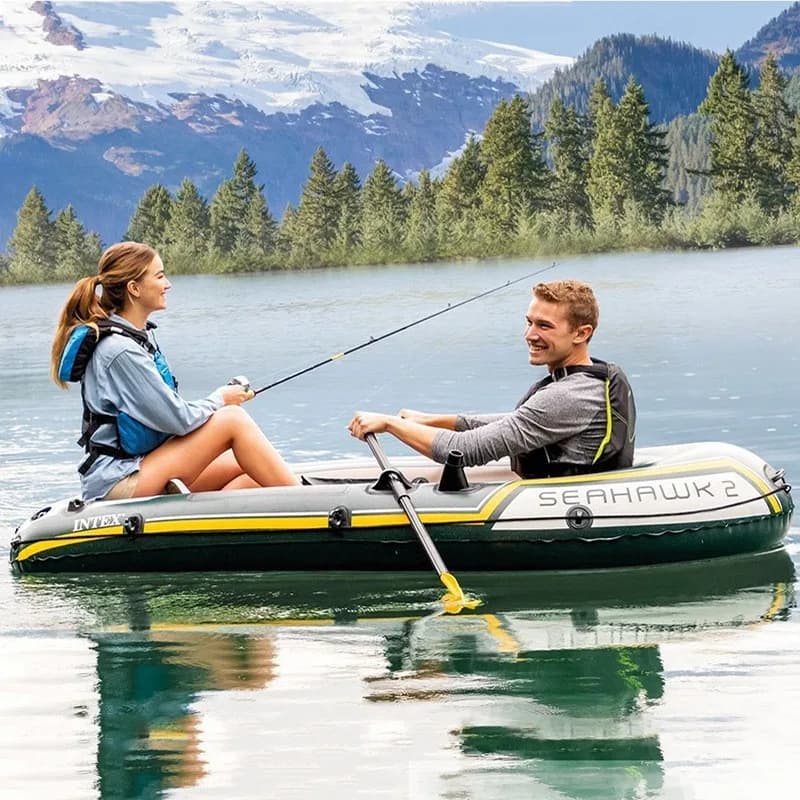 Kayak de pêche gonflable INTEX 68347 Sea Eagle - Bateau pneumatique renforcé avec valve de charge