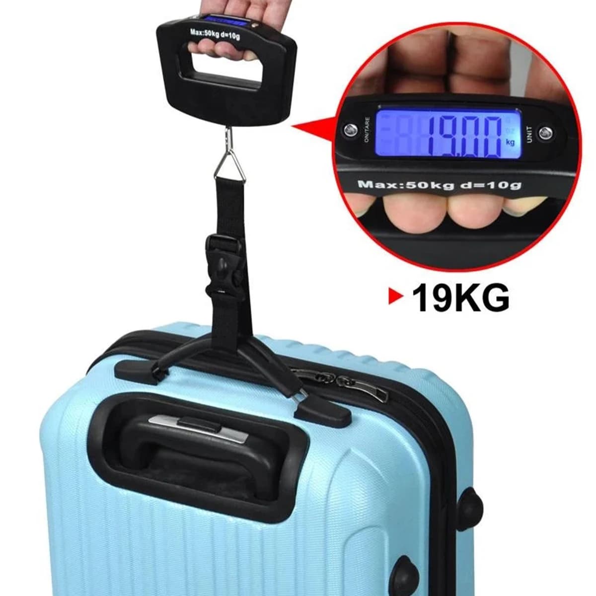 Pèse-bagages digital électronique portable avec rétroéclairage pour valise voyage pêche et balance suspendue