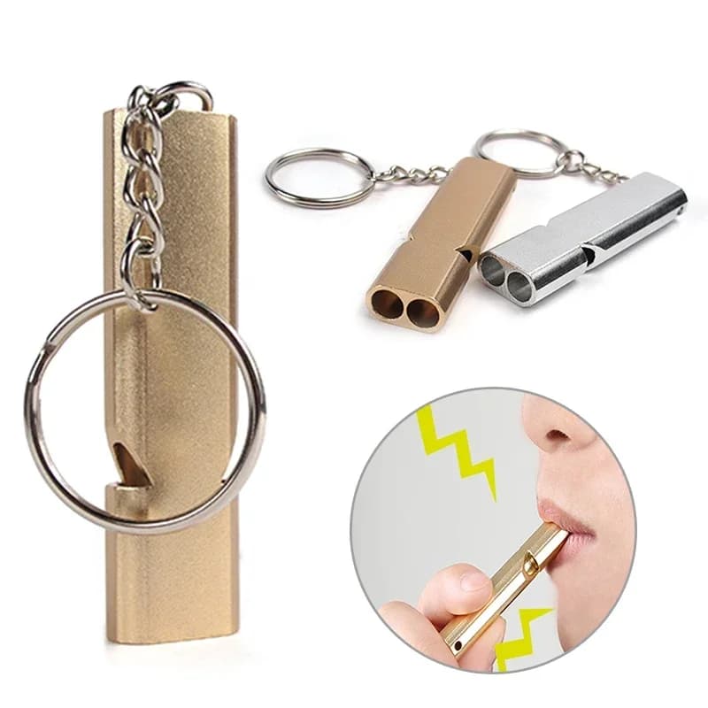 Sifflet de survie double tube ultime - Alliage aluminium léger et étanche pour sauvetage et camping