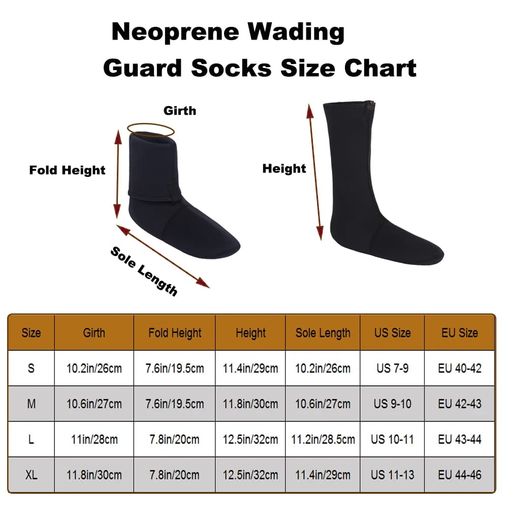 Chaussettes de pêche à gué en néoprène 3MM - Chaussettes résistantes à l'abrasion pour pêche à la mouche