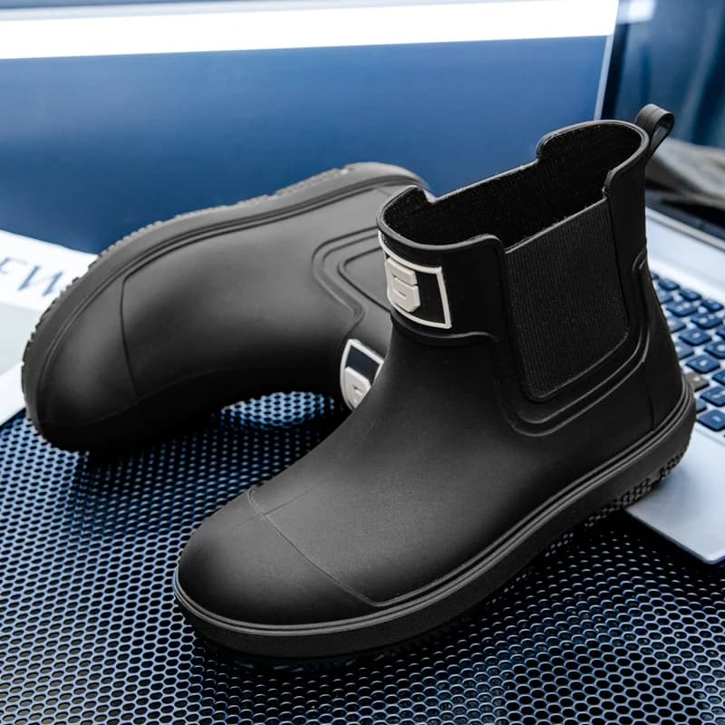 Bottes de pluie courtes anti-dérapantes pour homme - Chaussures PVC mode pour travaux agricoles