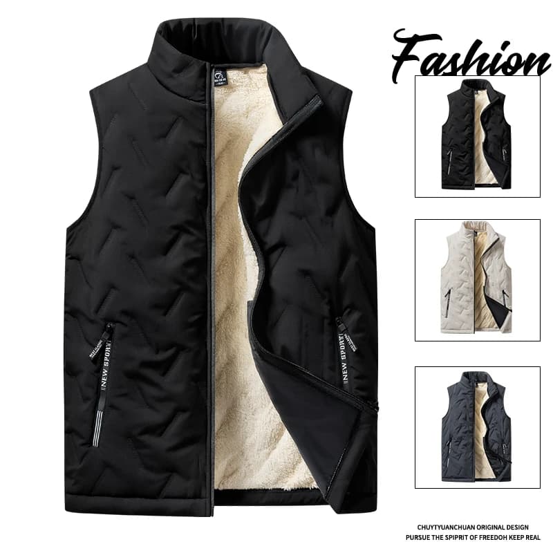 Veste sans manches homme col montant chaude coton pour pêche en hiver taille grande