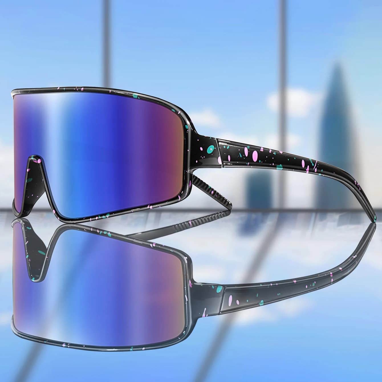 Lunettes de pêche unisexe grandes lentilles - Protection vent et UV pour pêche outdoor