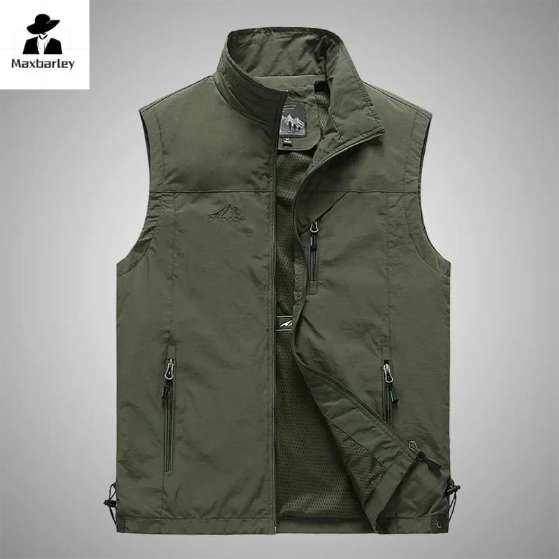Gilet automne pêche photo loisirs - Veste sans manches jeune adulte couleur unie extérieur décontracté