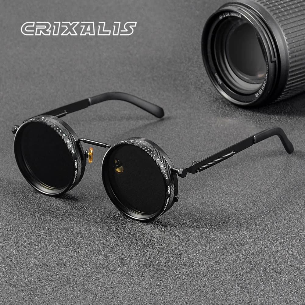 Lunettes rondes polarisées CRIXALIS pêche - Réglage ND9 atténuation rétro punk outdoor UV400