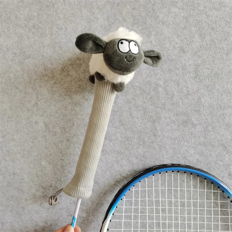 Manchon poignée raquette badminton mouton peluche - Protège-grip artisanat cadeau accessoires