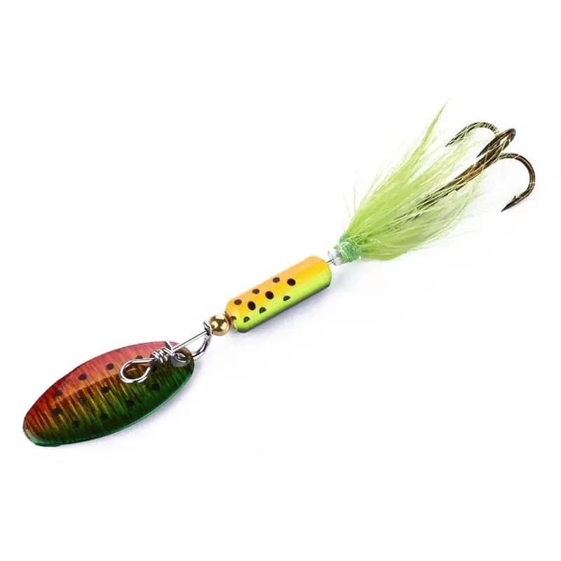Leurre métal VIB 3.5g avec plumes et paillettes : leurre dur vibrations pour bar et pêche au vif