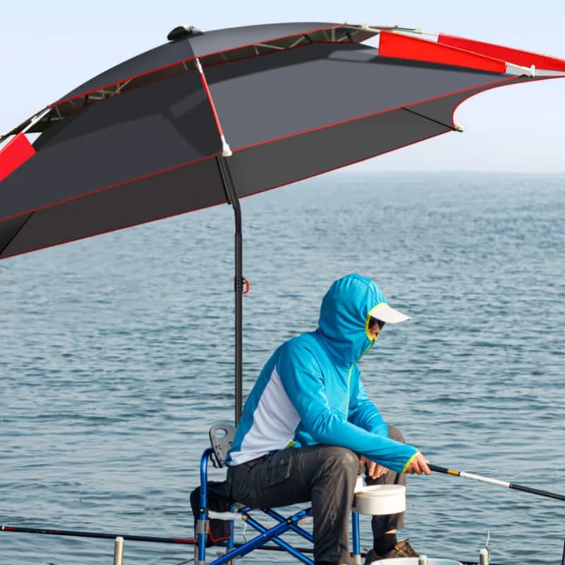 Parapluie de pêche anti-UV 360° ajustable imperméable grand format pour camping et extérieur