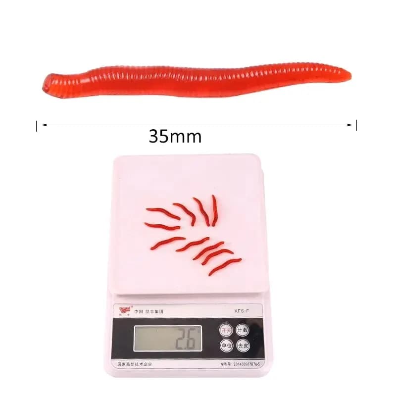 Leurre bionique ver rouge 100 pièces 3.5cm gel de silice - Appât fishing réaliste pour pêche au leurre