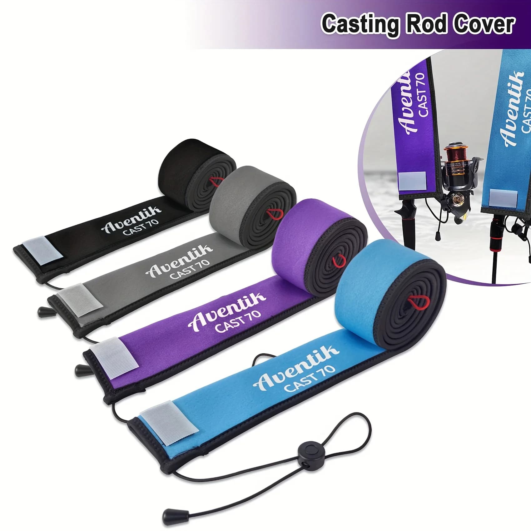 Étui néoprène pour canne à pêche casting avec sangle et trous d'aération - Protection robuste et durable