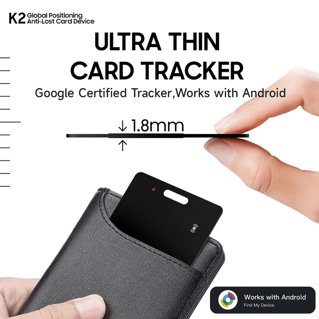 Carte localisateur rechargeable fine - Compatible Google Find My pour bagages de pêche Android