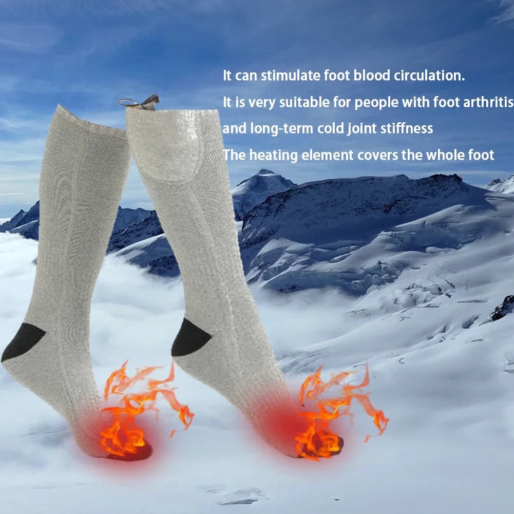 Chaussettes chauffantes électriques hiver pêche hommes femmes respirantes anti-froid rechargeables