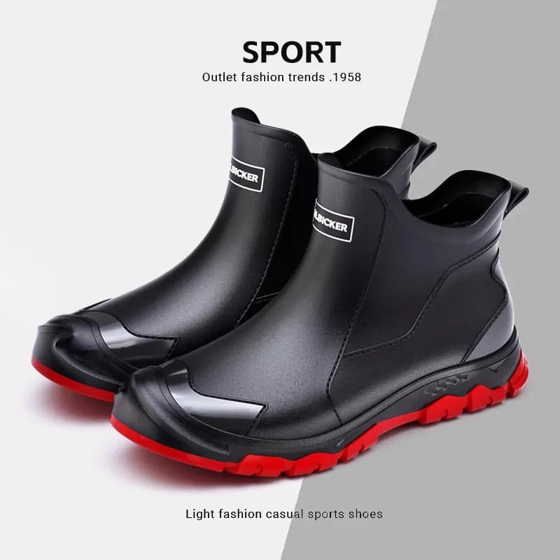 Bottes pluie homme noires courtes tube étanches anti-salissures style coréen pêche urbaine
