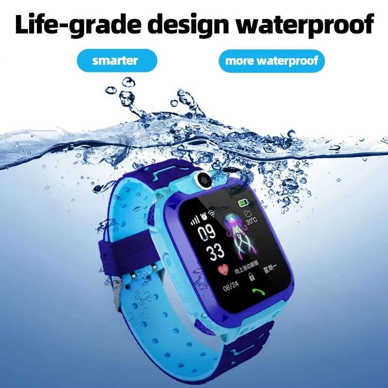 Montre téléphone Q12 pour enfants 2G - Tracker GPS étanche avec SOS et surveillance parentale