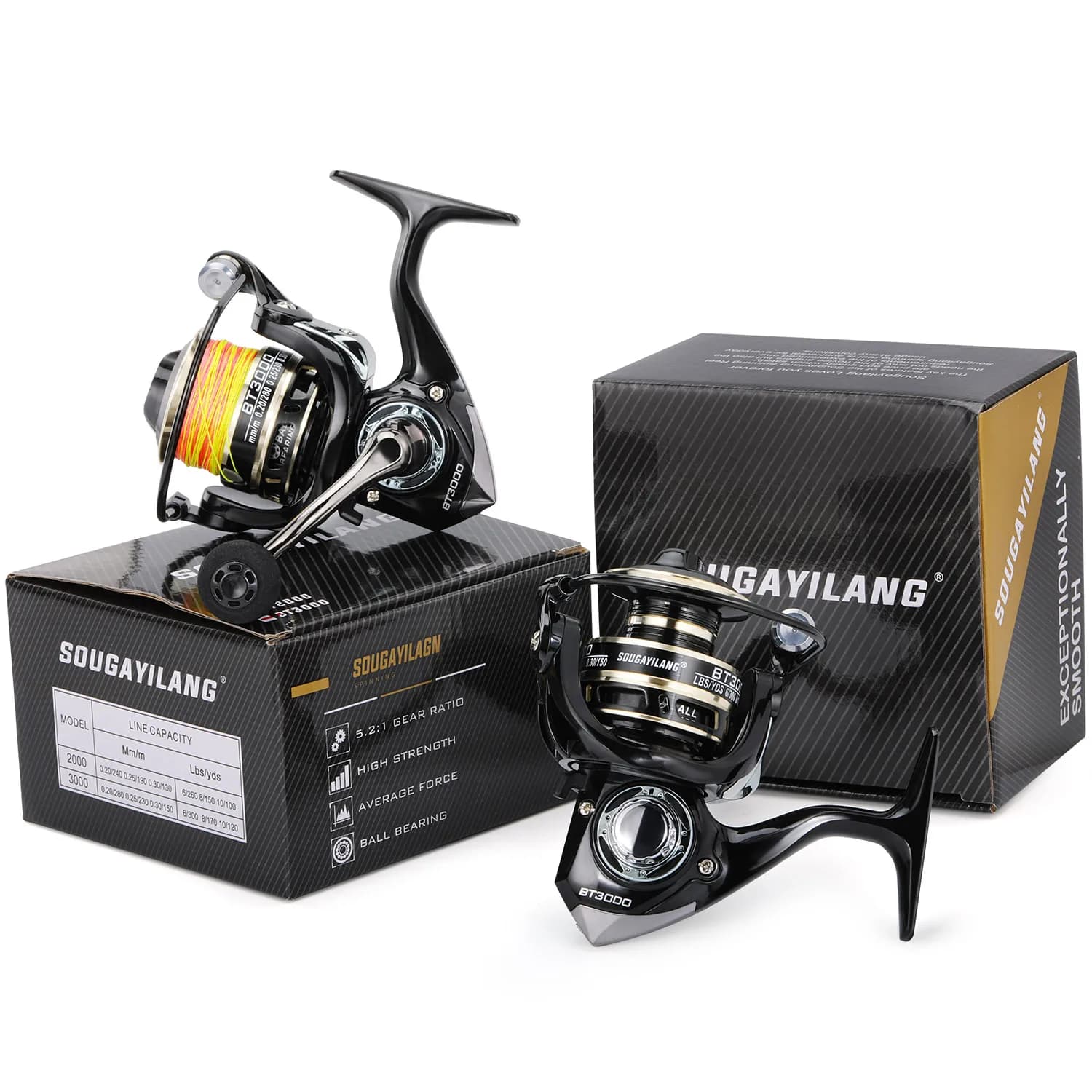 Moulinet spinning Sougayilang aluminium 5.2:1 drag 10kg pour pêche carpe - Bobine renforcée