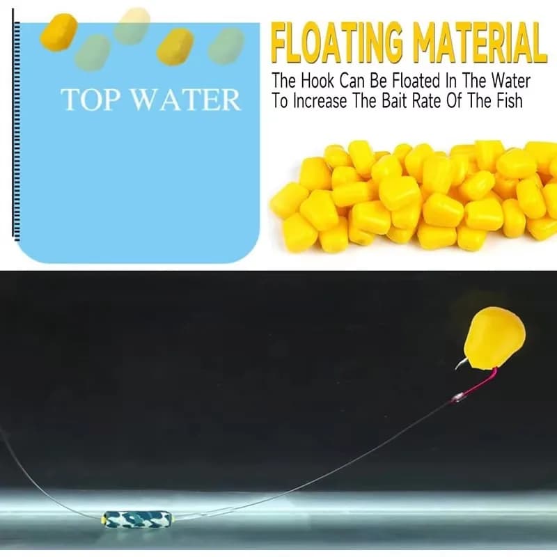 Leurres maïs flottants 100 pièces - Imitations silicone pour carpe avec attractants, appâts artificiels
