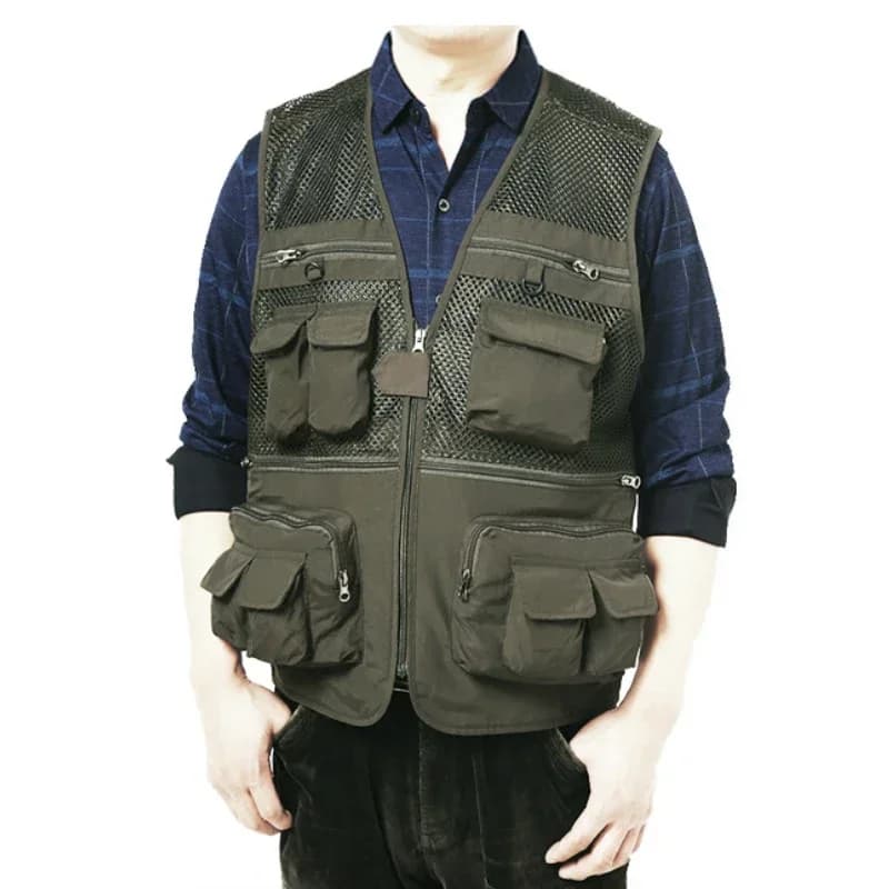 Gilet de pêche extérieur respirant à séchage rapide - Veste mesh avec poches multiples pour randonnée