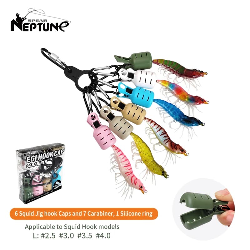 Kit de 6 protections pour leurres calmar Egi, hameçons poulpe avec mousqueton et capuchon appât pêche