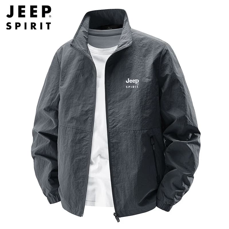 Veste col officier printemps automne homme - Veste légère pêche décontractée style Jeep spirit