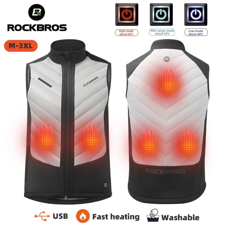 Gilet chauffant USB pêche hiver - Veste chauffante rechargeable pour pêche par temps froid