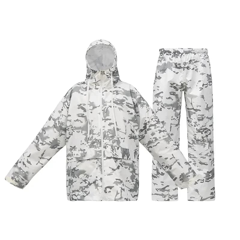 Veste et pantalon pluie camouflage 210T PU - Tenue pêche imperméable légère pour intempéries