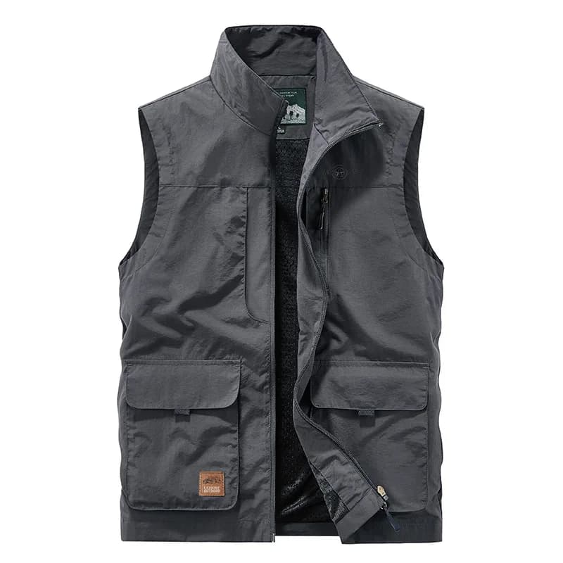 Veste de pêche légère homme multi-poches pour randonnée et loisirs en plein air