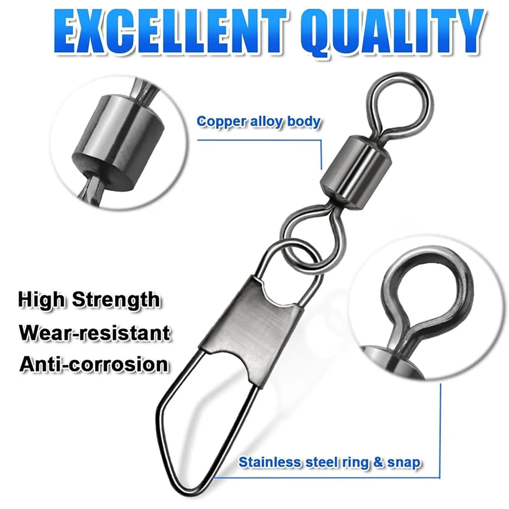 100 pièces connecteur hameçon type A avec roulement rotatif pour appâts rapides accessoires pêche
