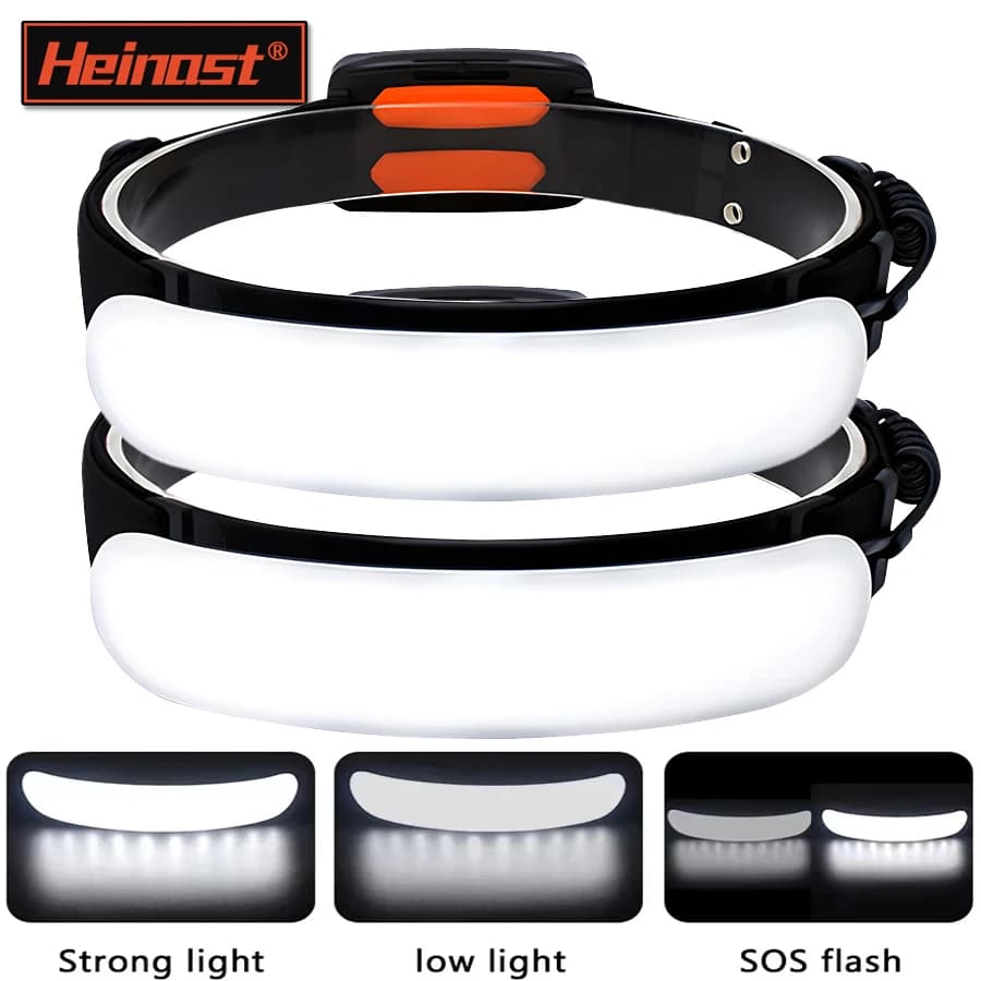 Lampe frontale COB Heinast rechargeable USB batterie intégrée 5000/7500mAh pêche camping lanterne