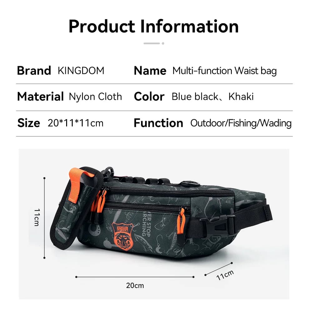 Sac banane pêche tactique multifonction étanche 20x11x11cm pour leurres et accessoires de pêche sportive